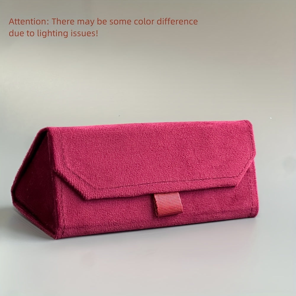 Triangular Folding Glasses Case made of Artificial Leather with Pull Tab, Crush-Proof and Protective Holder for Eyewear.