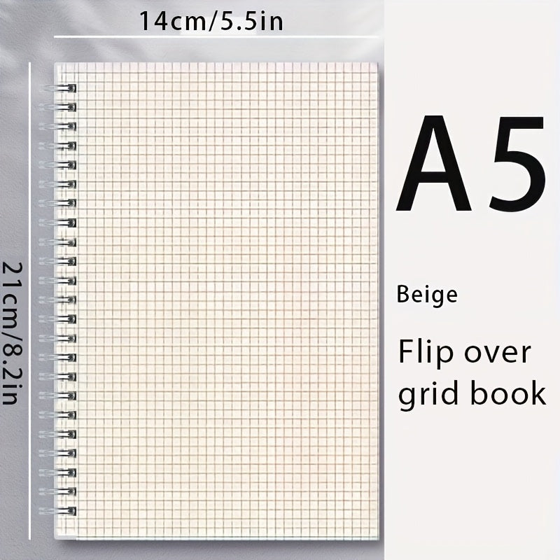 A5 Transparent Grid Coil Notebook ideal for high school students and office use.