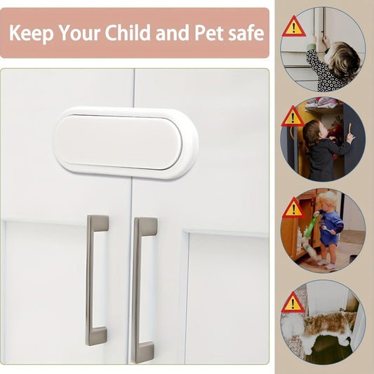 Set of 4 Child Safety Cabinet Locks with Powerful Adhesive, Non-Toxic Plastic Latches for Refrigerators, Cabinet Doors, and Freezers, Toddler and Pet-Friendly, Suitable for Children Ages 0-3.