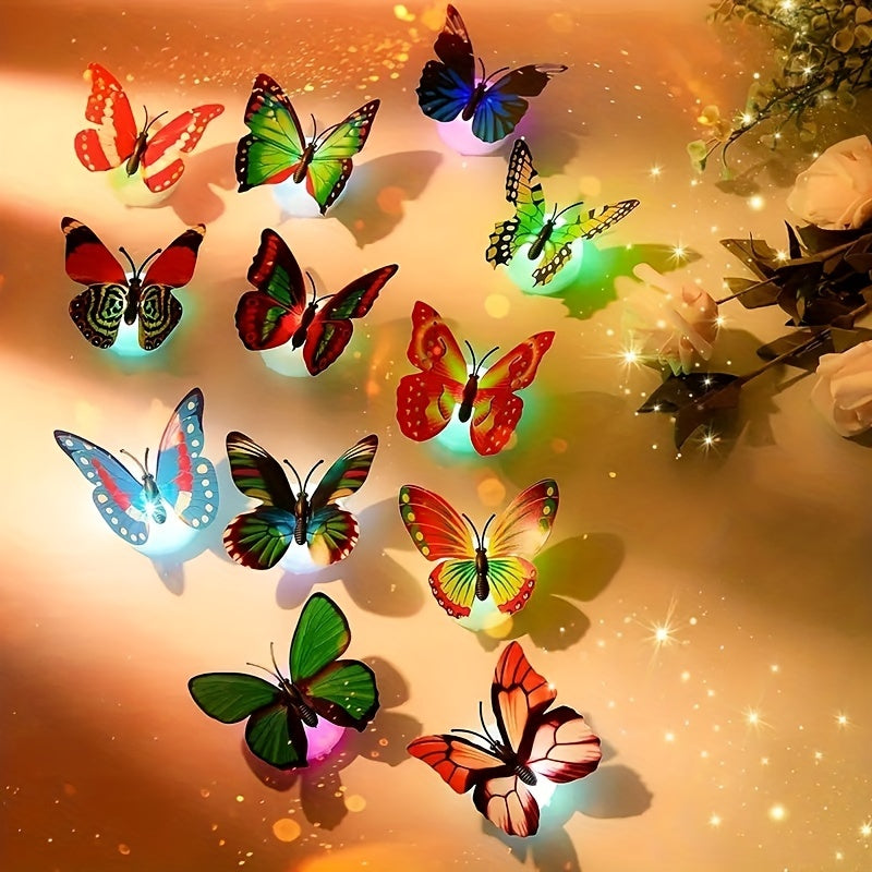 Vibrant 3D Butterfly LED Night Light - Ideal for Nursery, Garden, Backyard, and Party Decor, Battery Operated