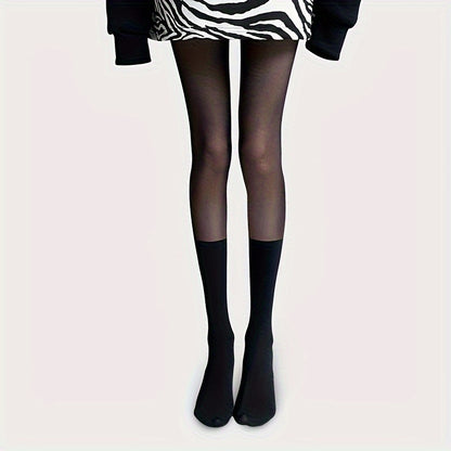 Stylish black sheer tights for women - high-waisted, stretchy nylon blend suitable for spring and fall.