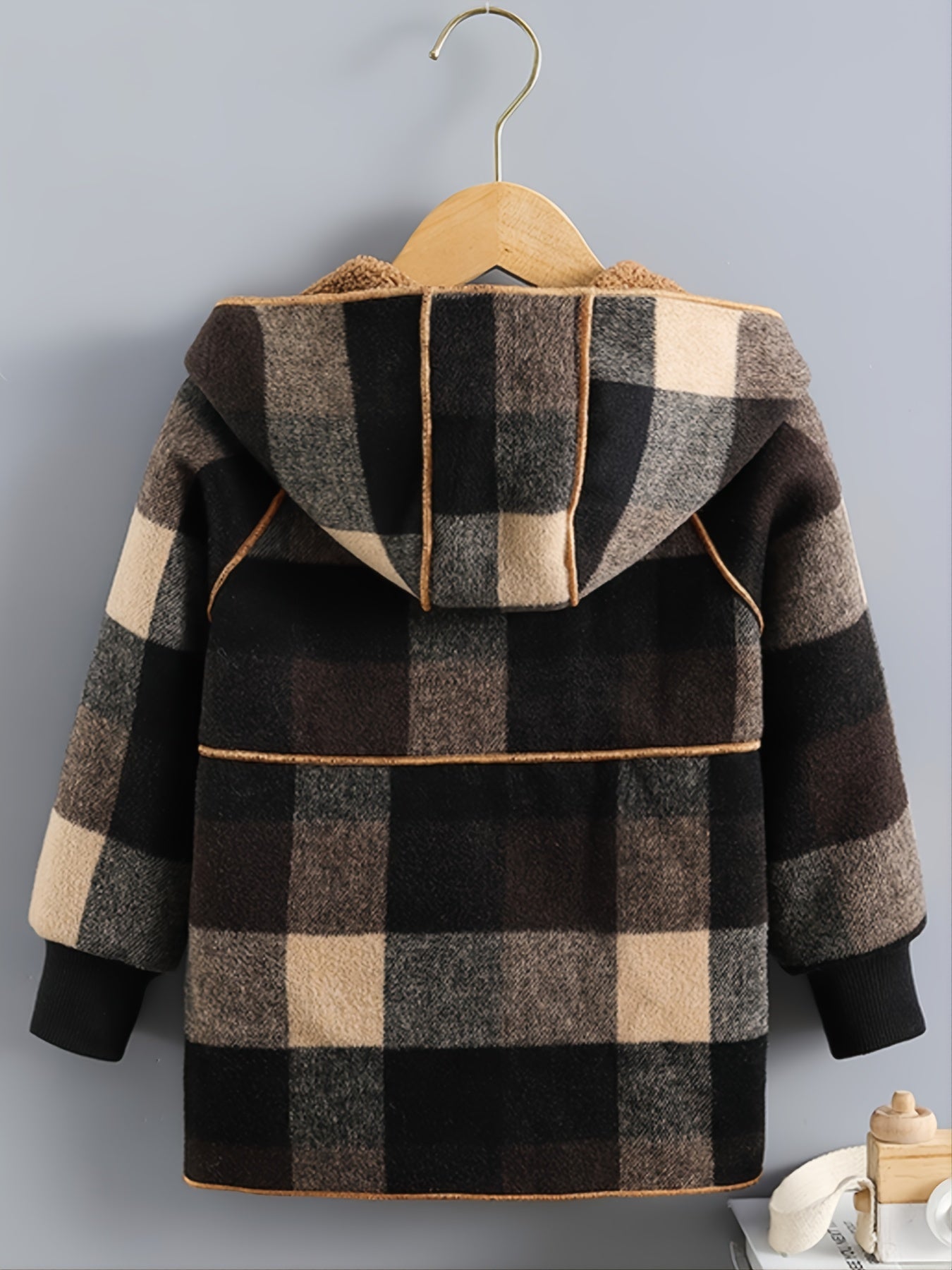 Boys' Plaid Jacket with Hood for Winter