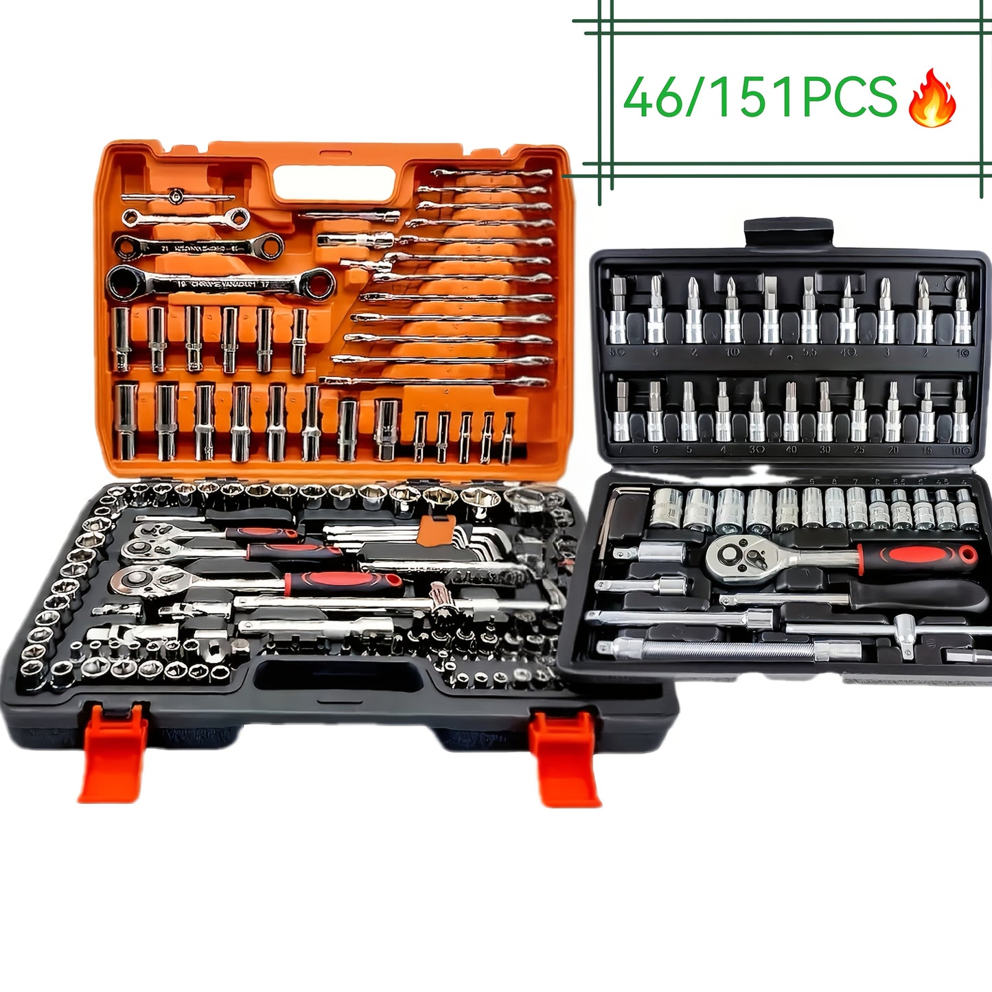 151pcs/46pcs Professional Automotive Master Tool Set - High-Quality Tool Kits for Car, Bicycle, And Motorcycle Care - Compact, Portable, Comprehensive Solution with Ratchet Wrench