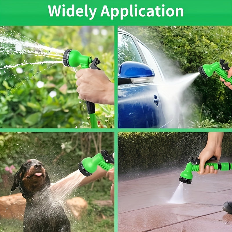 Durable and versatile, this expandable magic garden hose features a high-pressure, leak-proof and tangle-free design, perfect for car washes and watering needs. Comes with a multi-function