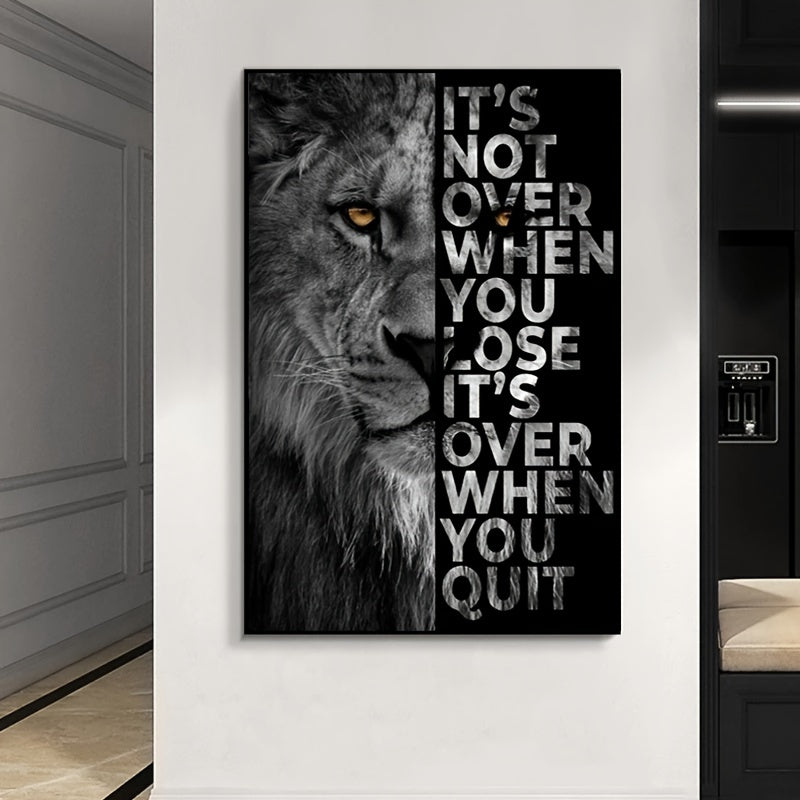 Lion motivational poster canvas print for home or office decor, size 39.88*59.94cm, unframed.