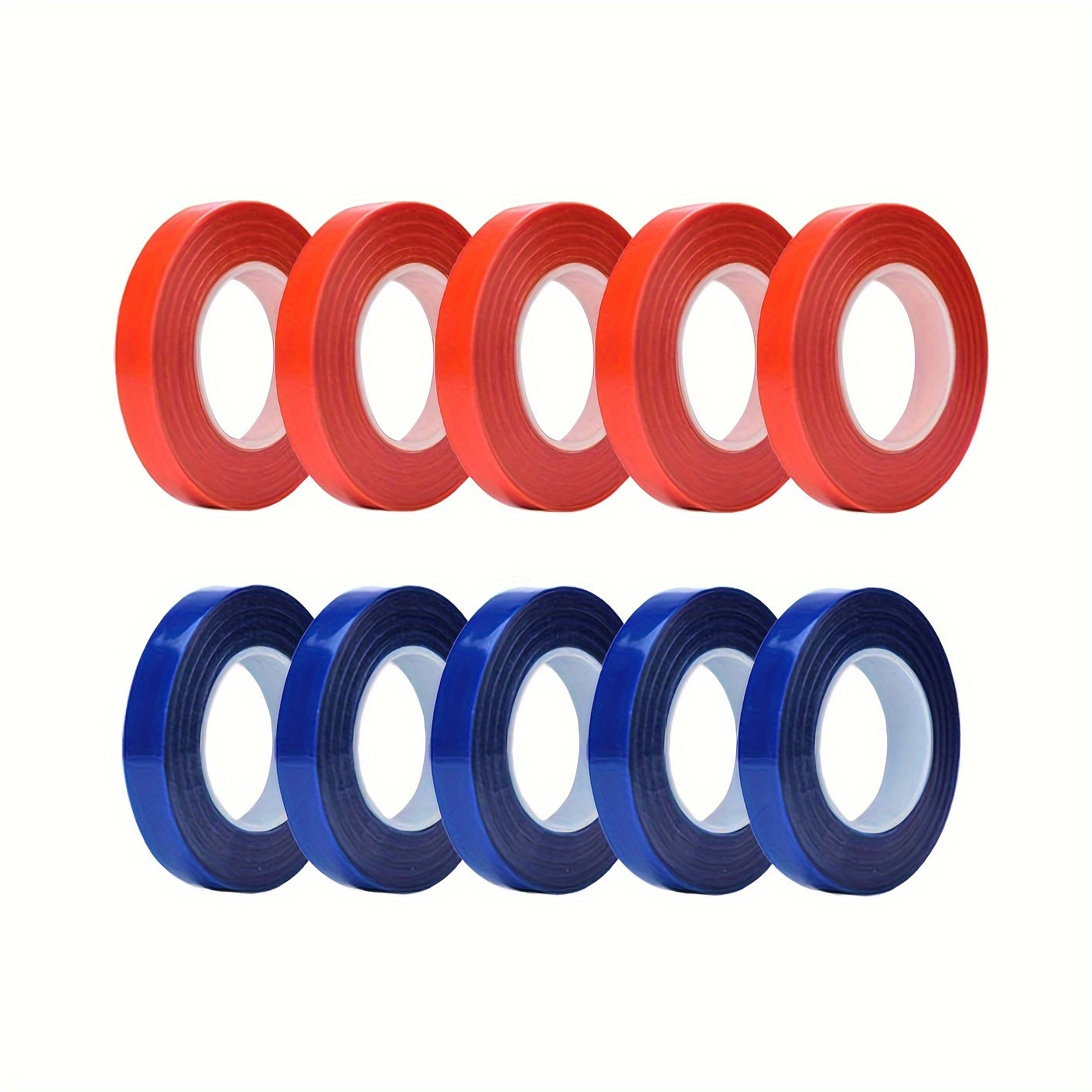 Durable 10-piece plant tying tape and staples set in red, blue, and black for supporting vines, raspberries, tomatoes, and cucumbers. Essential tool for farmers and gardeners.