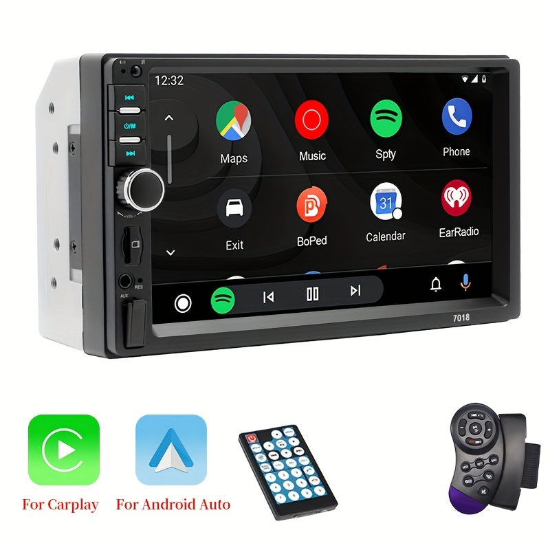 17.78cm HD Car Stereo with Touch Screen, Android Auto & CarPlay, GPS, Aux, SD/USB Inputs, Steering Wheel Controls, Wireless Android/iOS Connectivity - No Battery Required, Vehicle