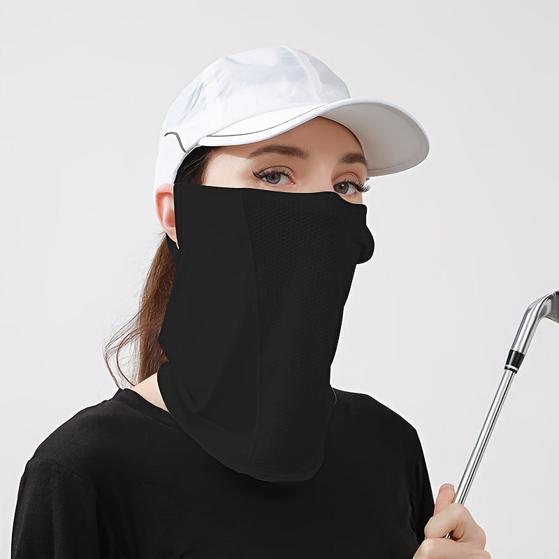 Sunshade Viscose Hanging Ear Mask with Spring Design for Full Face and Long Neck Protection, Ideal for UV Protection during Cycling, Hiking, Beach or Golf.