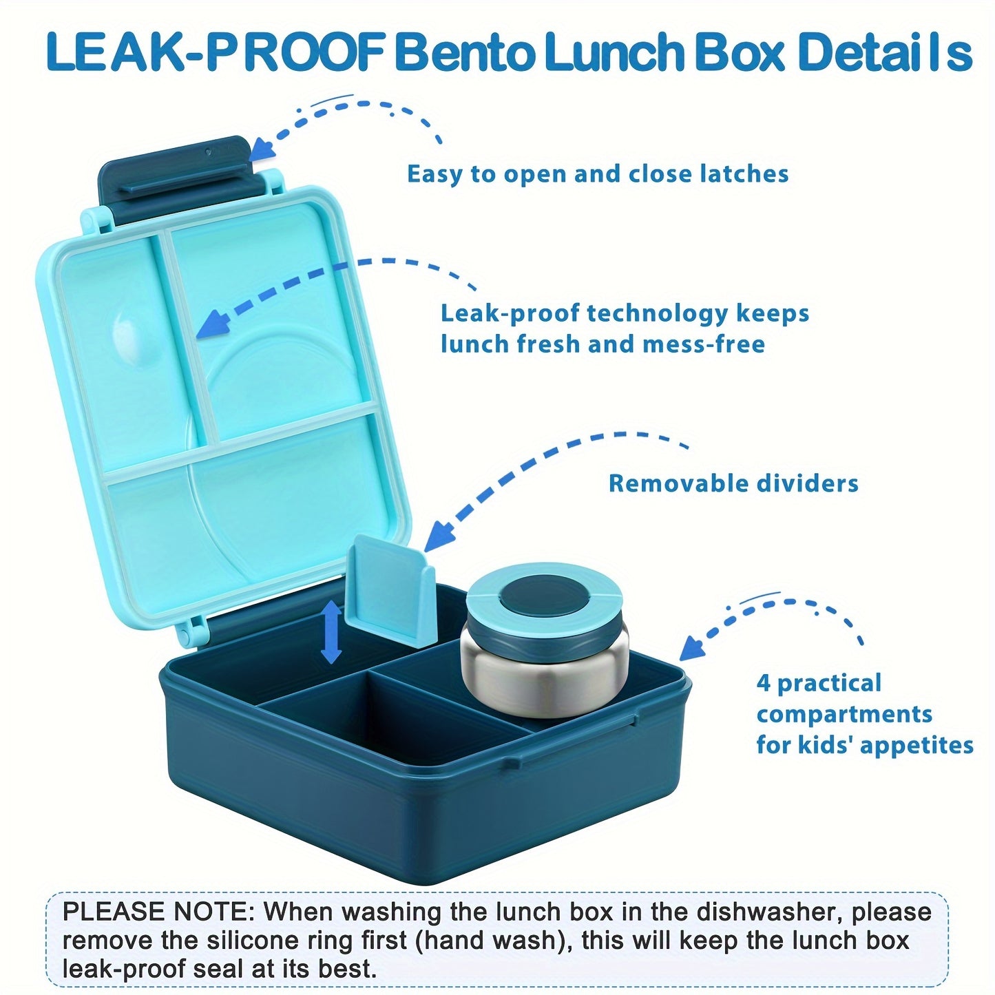 Bento lunch box set with 8oz soup thermo, leak-proof containers with 4 compartments, kids hot food jar, and insulated lunch bag.