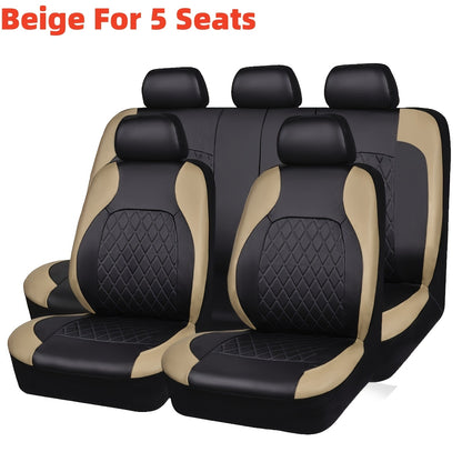 Upgrade your car seats with premium 5-seater comfort car seat covers featuring PU leather diamond pattern, suitable for airbags, breathable, with zipper design for a luxurious experience.