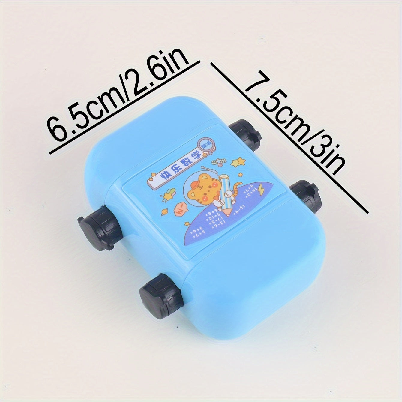 1pc Double Roller Arithmetic Stamp with addition and subtraction, cute cartoon design for math practice. Perfect for school supplies and back to school. Multiple colors available.