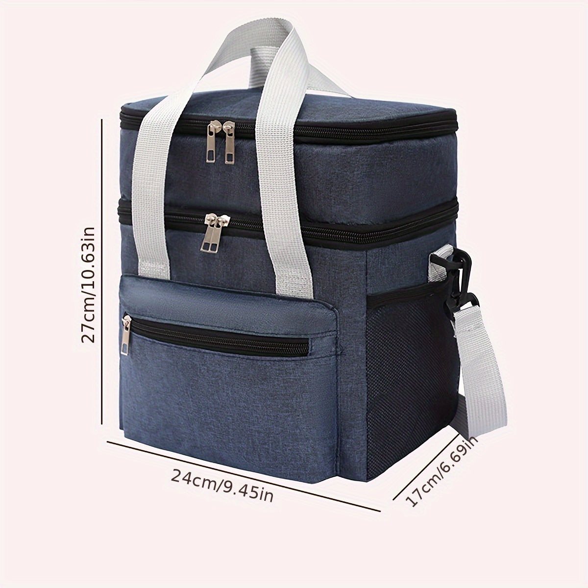 Spacious Insulated Lunch Bag - Two Layers, Leakproof & Eco-Friendly Cooler Carrier for Outdoor Dining, Trips, Work - Can be Worn Across Body or Carried by Hand