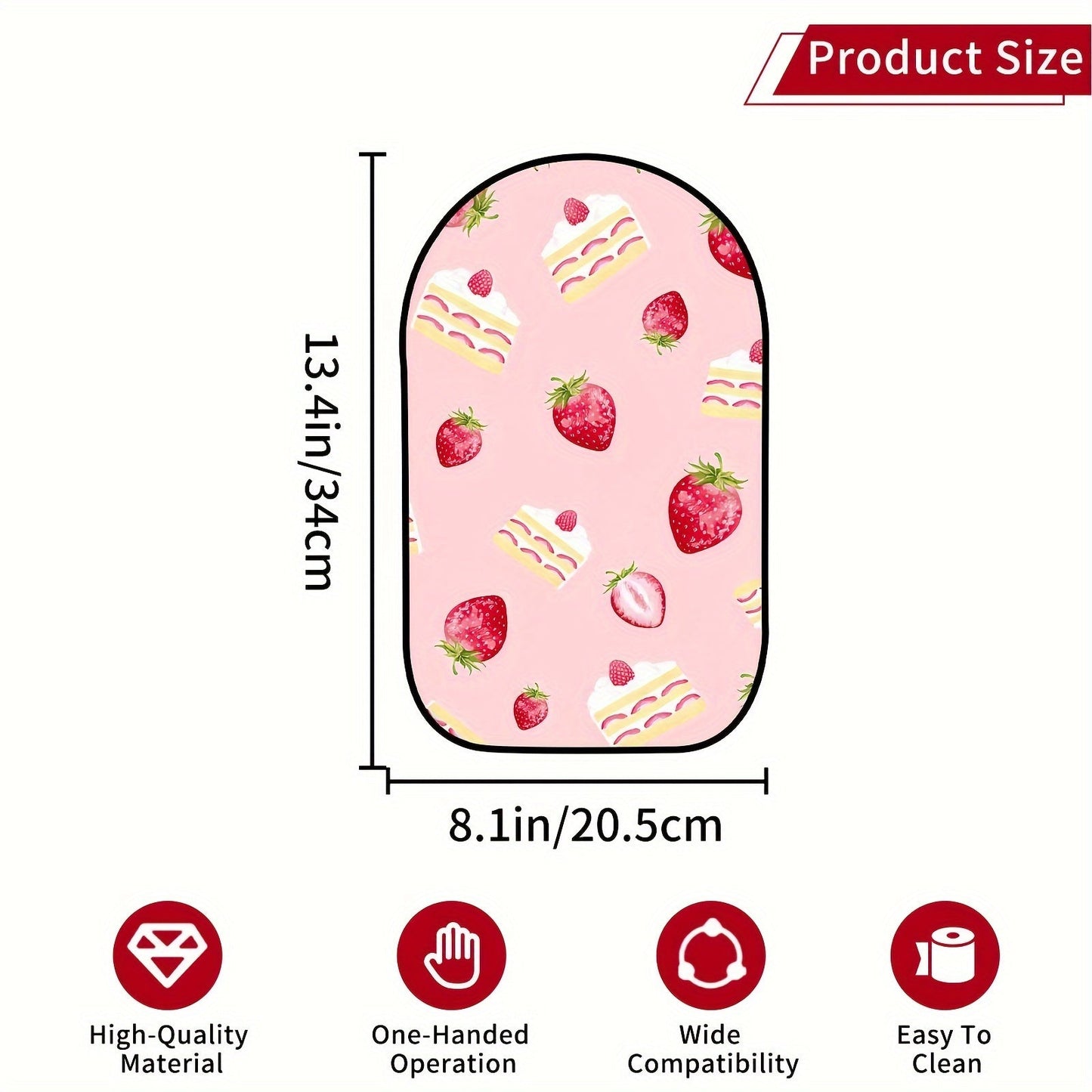 Durable Non-Slip Silicone Mixer Mat for 4.5/5 Quart Tilt-Head Mixers - Easy to Clean Strawberry & Cake Design