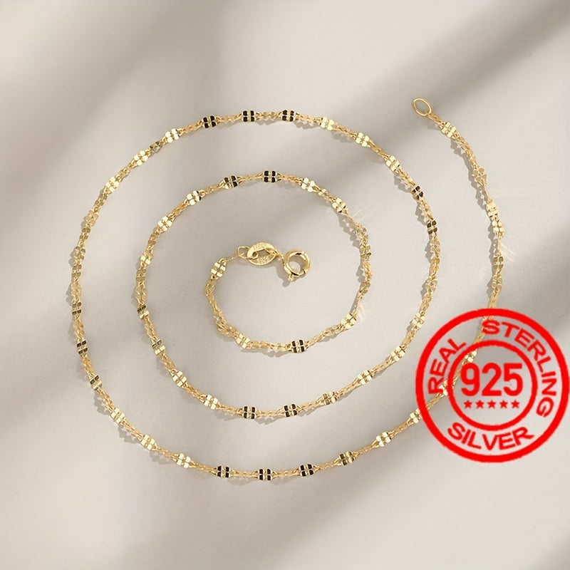 S925 silver necklace featuring Japanese and Korean style, adorned with a simple and elegant lip pendant. This light luxury clavicle chain exudes a high-level sense of style. Delicate and plain chain design in beautiful silvery color, weighing 1.6g.