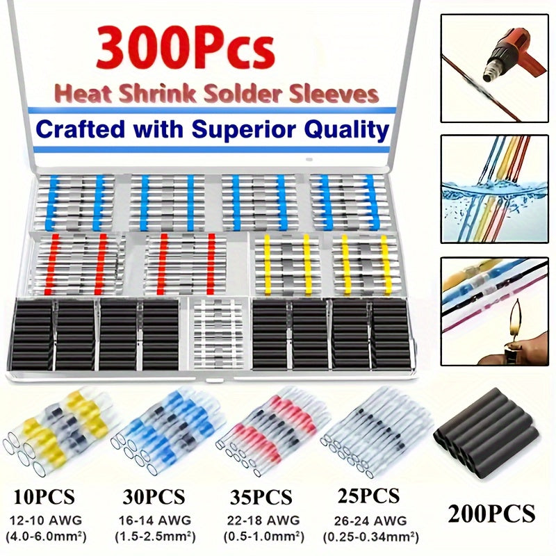 300//900pcs Heat Shrink Wire Connectors for Marine & Automotive Use