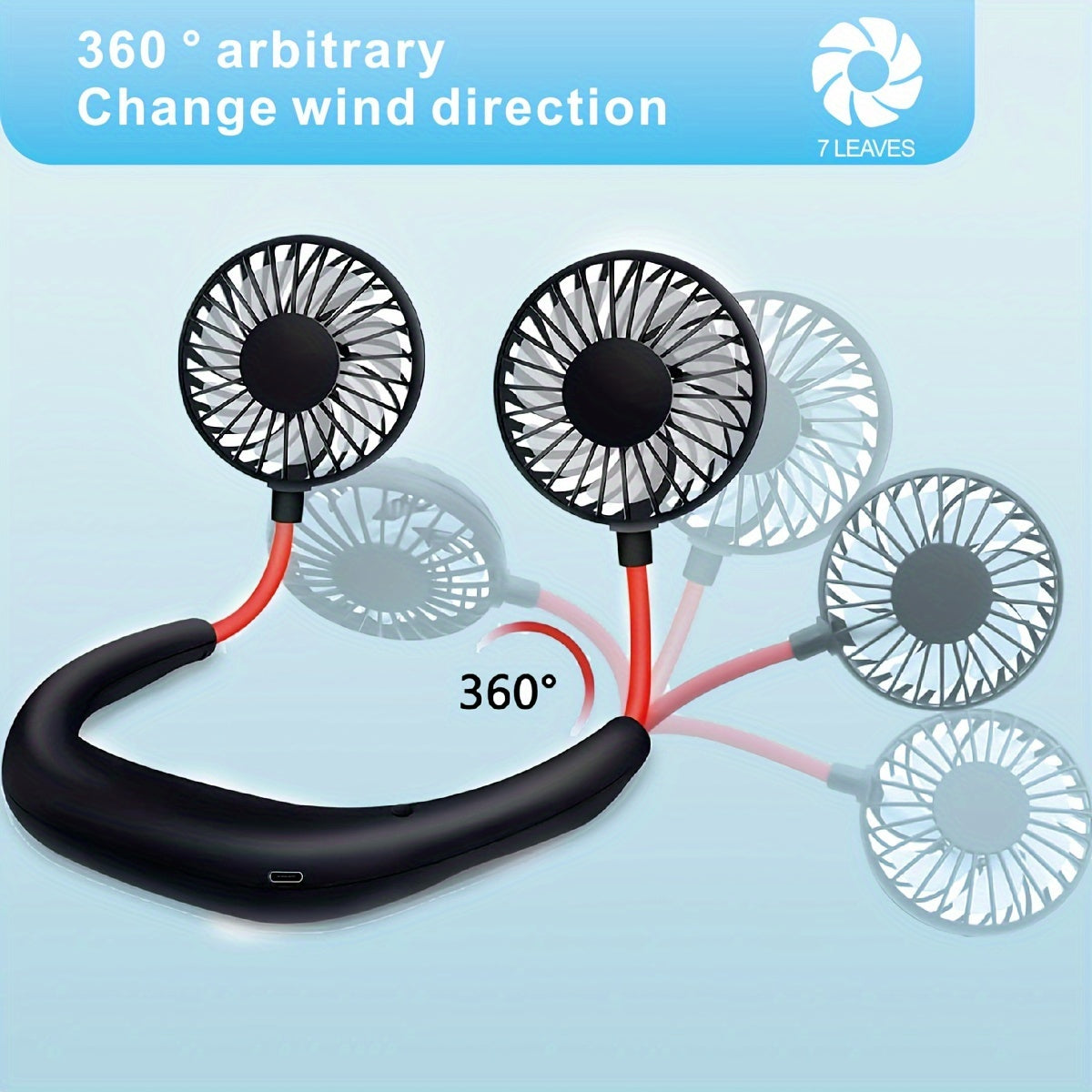 360° Portable Fan with High-Speed Function and Rechargeable Lithium Battery, Made of Plastic, Comes with Multiple Components for Cooling, Ideal for Indoor and Outdoor Use, USB Rechargeable.