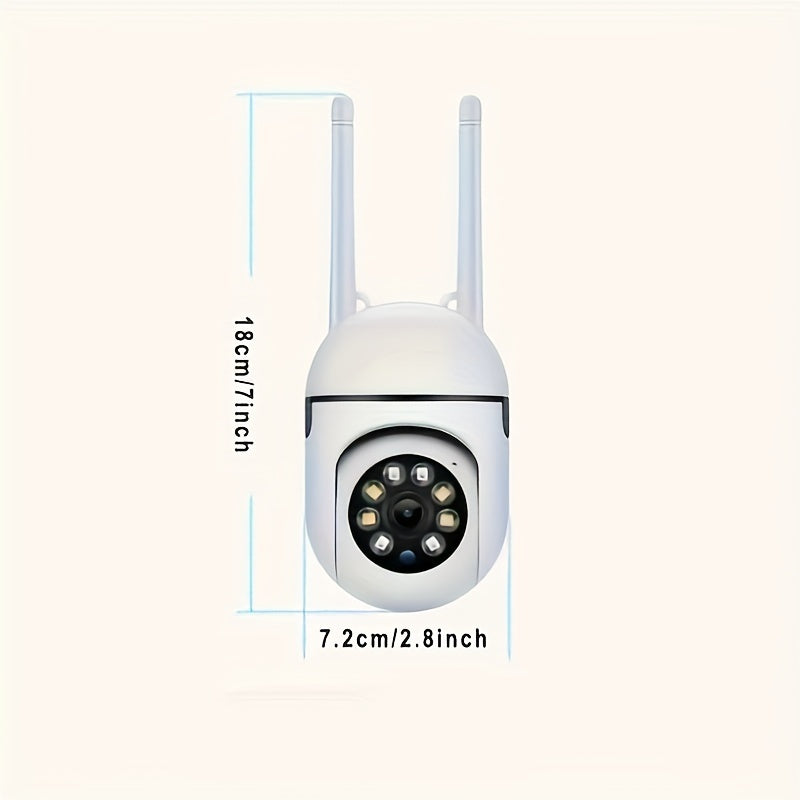 The 1080P Wireless Smart PTZ Camera features 2.4G WiFi connectivity, full color night vision, two-way audio, motion detection, and storage options including cloud and SD card. Ideal for home, office, and pet monitoring, this camera is not compatible with