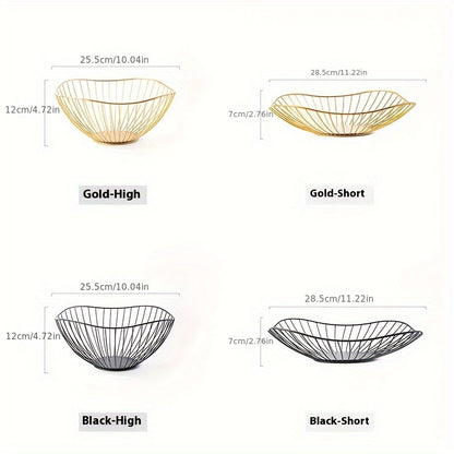 Корзина для фруктов из золотого металла, устойчивая к ржавчине, с дизайном сетки, не капающей, идеально подходит для хранения фруктов на кухне или в декоре гостиной.
