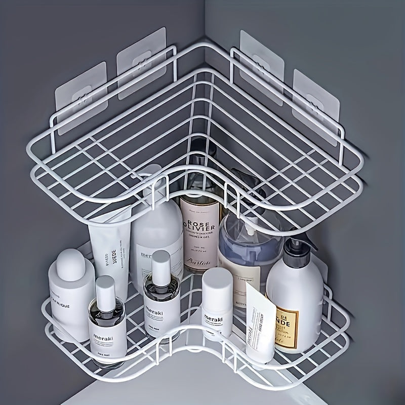 1pc Corner Shower Shelf for Bathroom Storage and Organization, with Shampoo Soap Holder and Caddy Basket.