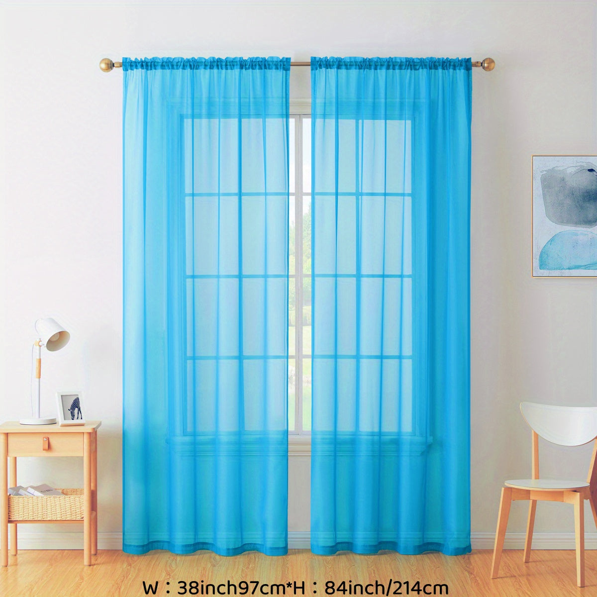 Enhance your decor with these elegant sheer voile curtain panels. Made of semi-transparent polyester, they feature a rod pocket design for easy hanging in your kitchen, bedroom, or living room. Create a romantic ambiance with these beautiful curtains.