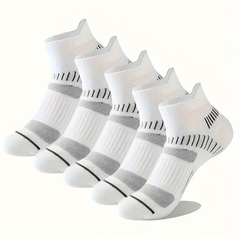 5 pairs of breathable ankle socks, striped design for men's fall wear