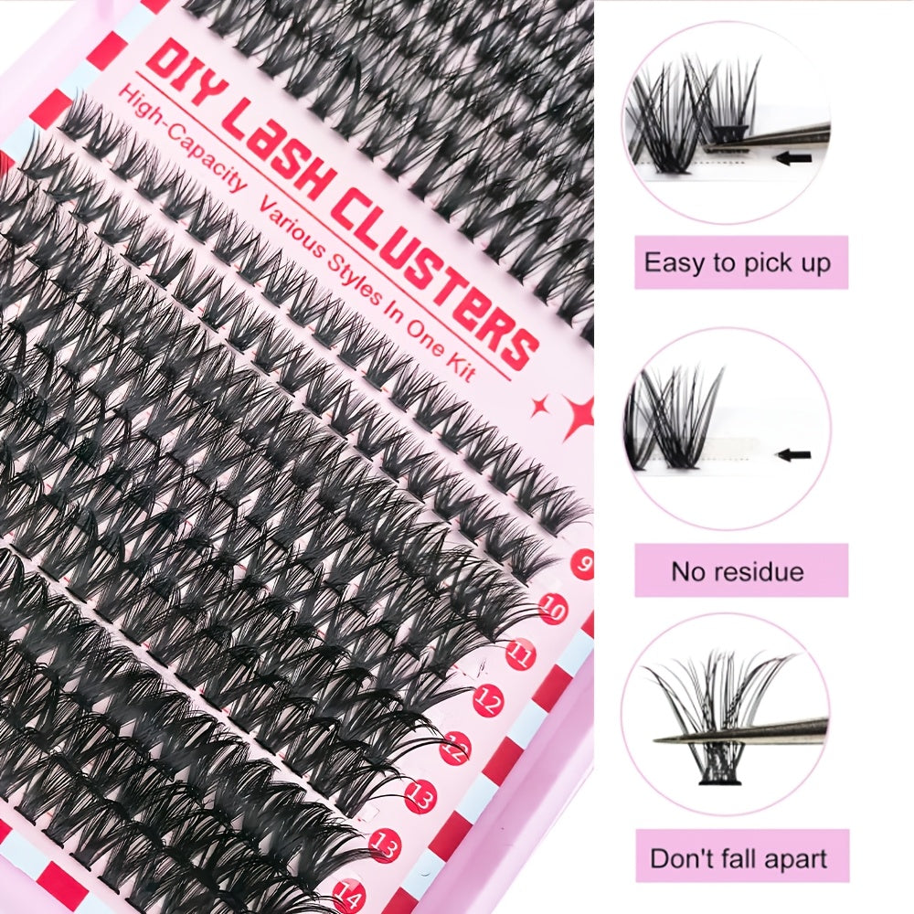 DIY Eyelash Extension Set with 800pcs single lashes in various lengths and thicknesses, perfect for beginners.