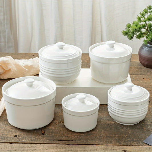 Ceramic stew pot with lid: microwave & outdoor safe, rust-resistant for home kitchens, catering, restaurants