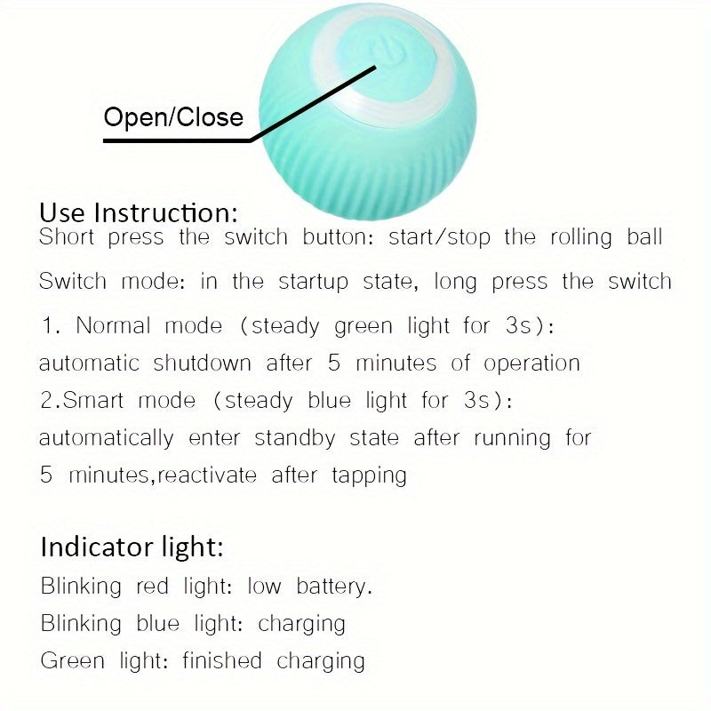 Electric rolling ball cat toy for playful kittens and cats, self-moving and smart.