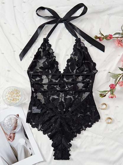 Sexy lace teddy and backless bodysuit lingerie for women.