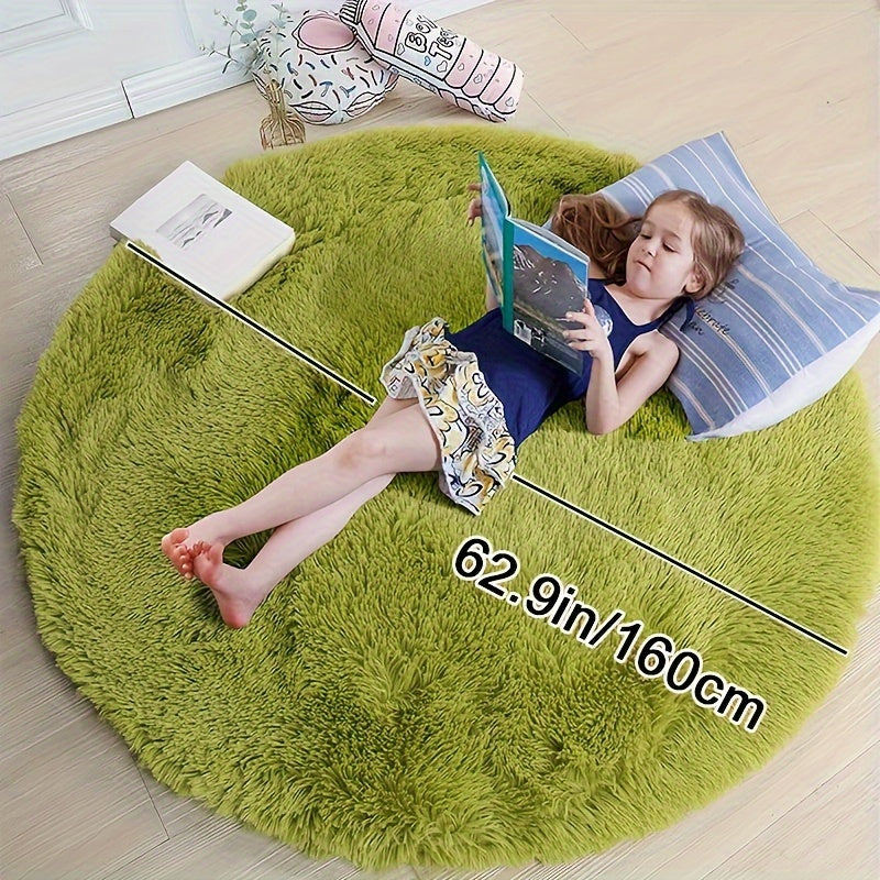 Round Large Ultra Soft Plush Rug - Non-slip and Waterproof Shaggy Throw Rug for Living Room, Bedroom, Nursery, Game Room, and Dormitory. Perfect Teenage Room Decoration - Room Decor (10.16cmX10.16cm)