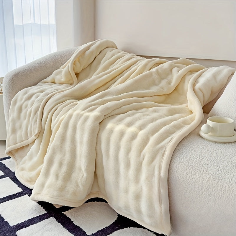 Stay cozy with our versatile 1 piece double-sided plush blanket, perfect for casual comfort. This soft, skin-friendly throw blanket is warm and inviting, making it ideal for all seasons. Great for home, office, camping, car rides, and travel, this