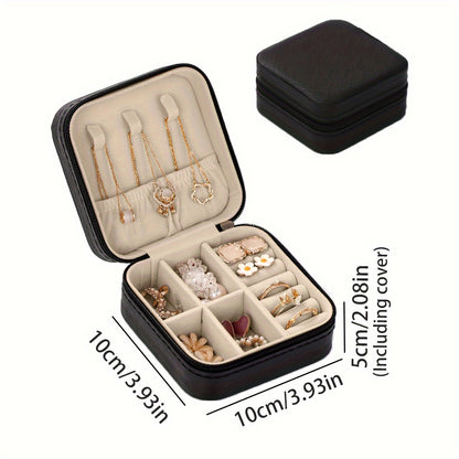 Travel-friendly jewelry organizer for rings, necklaces, and earrings.