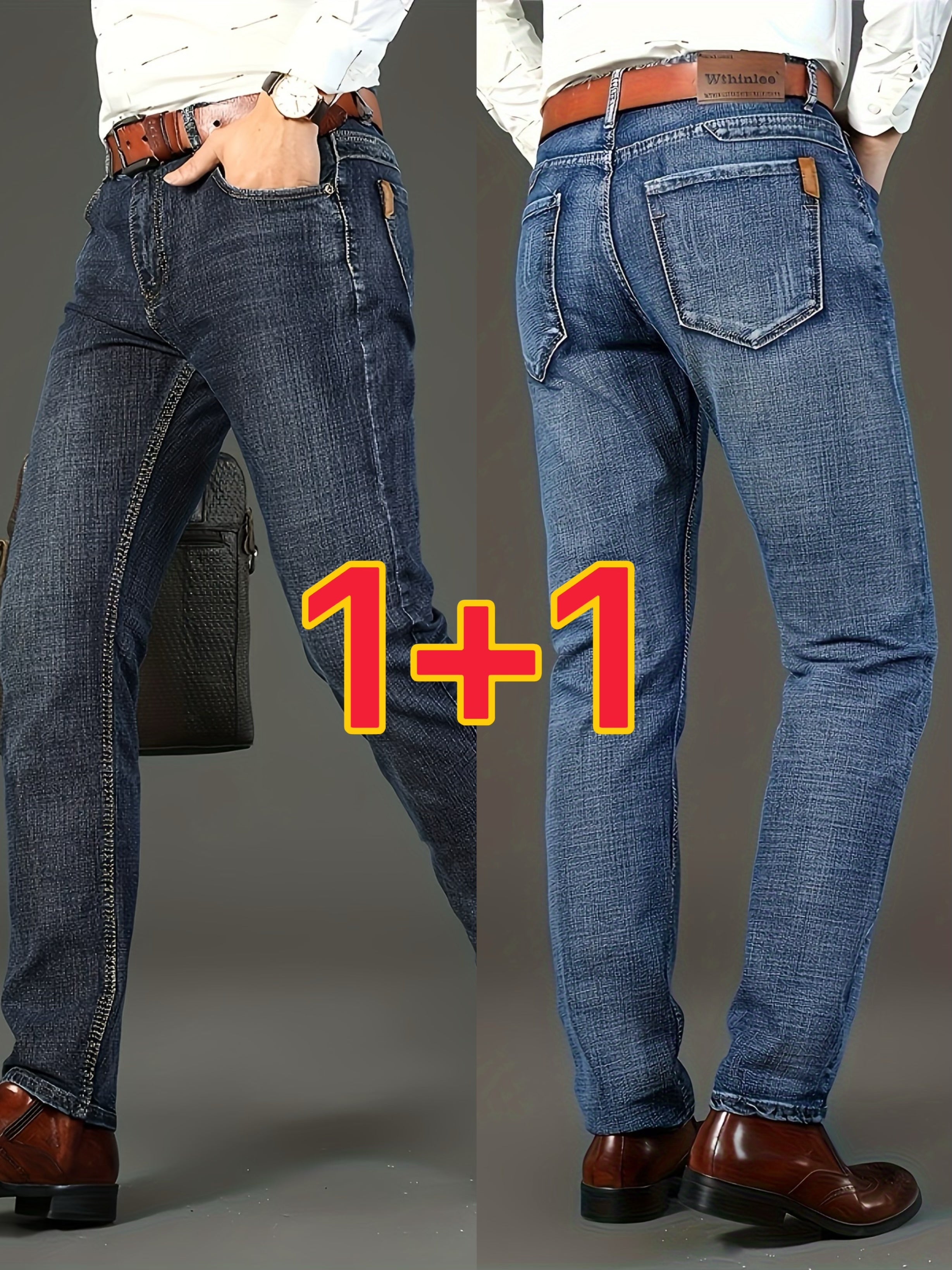 2 Men's Denim Pants with Pockets for Outdoor Activities