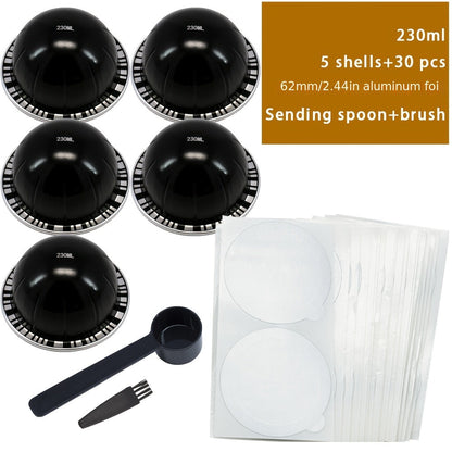 High-Quality Refillable Aluminum Coffee Pods in Black for Nespresso Vertuo - Set of 1 with Sealing Foil