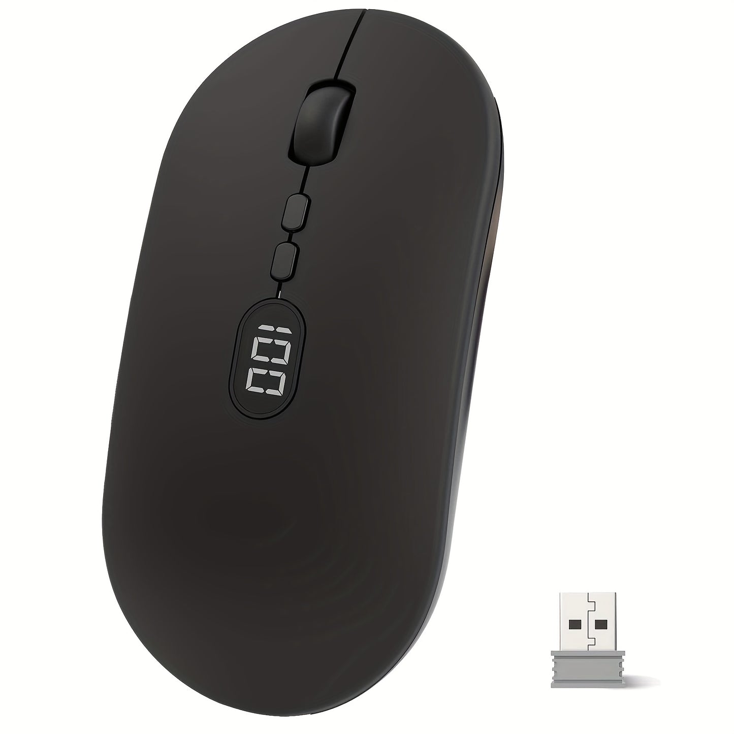 ZIYOULANG Wireless Lightweight Mouse with Battery Display Screen, Rechargeable Cordless Silent Click Computer Mouse Up to 1600 DPI - Slim Portable Design for Laptop and PC/Mac/Macbook