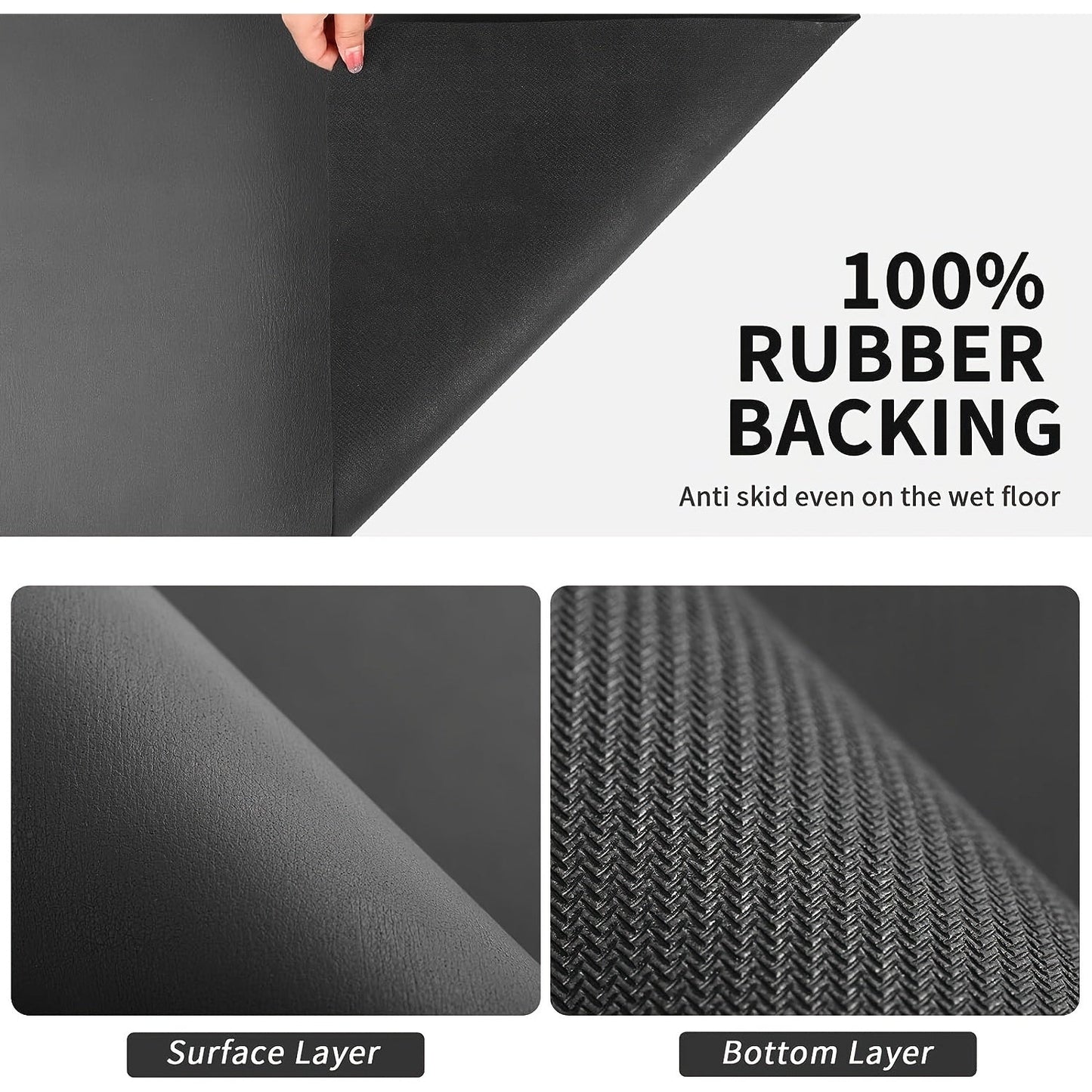 Ultra-absorbent rubber drying mat with non-slip surface and splash guard, ideal for use on kitchen and bathroom countertops. Great for drying dishes, as well as protecting surfaces from water and spills. Perfect for use with pets and during holiday