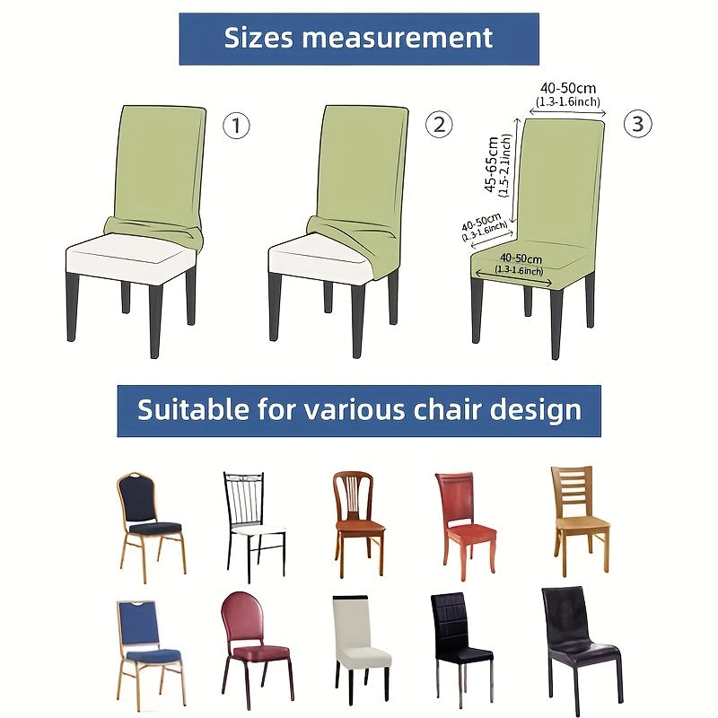 Printed stretch chair slipcovers in 4 or 6 pieces, ideal for dining chairs in various settings.