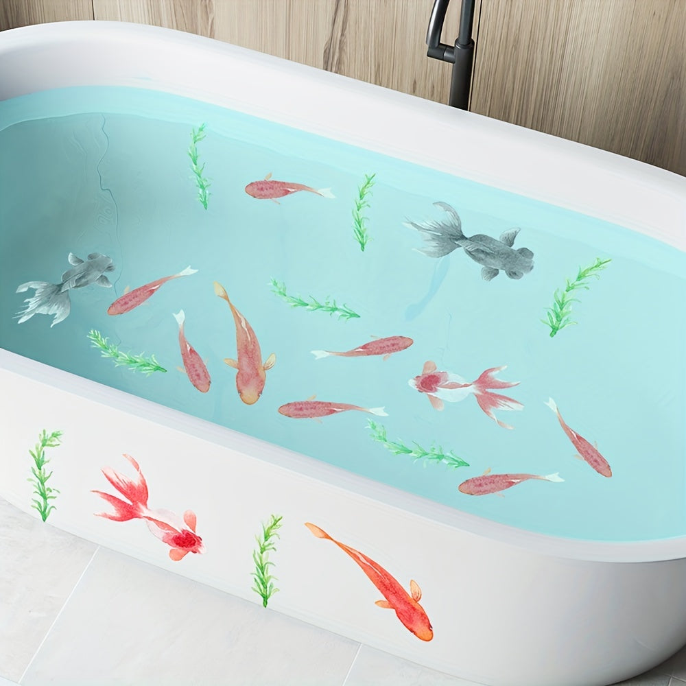 6 Chinese-style fish bathtub decals to prevent slipping.