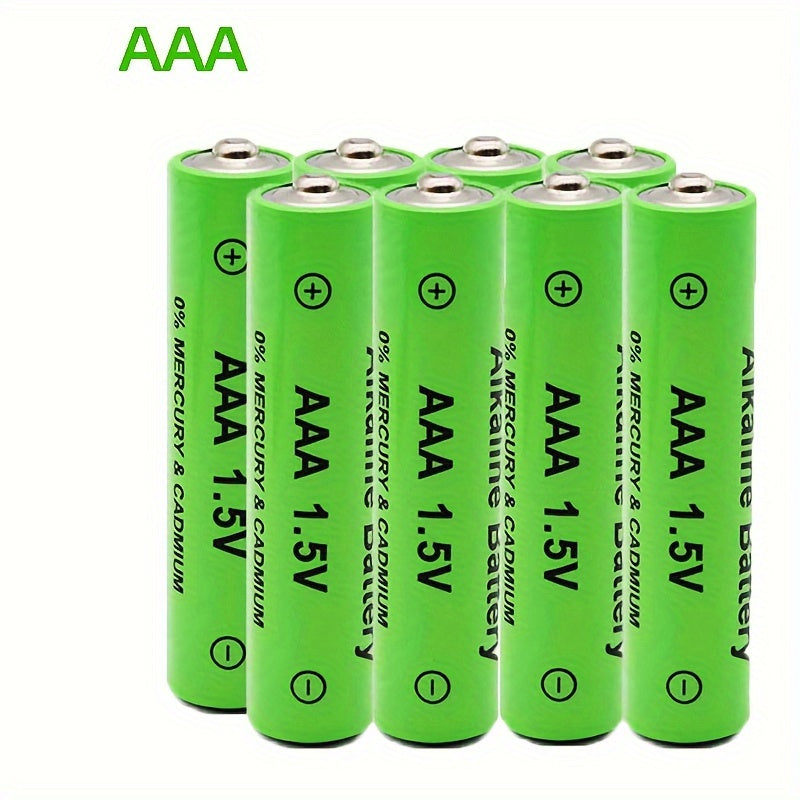 8 Alkaline Rechargeable Batteries, AA-AAA, 1.5V 1000-1200mAh