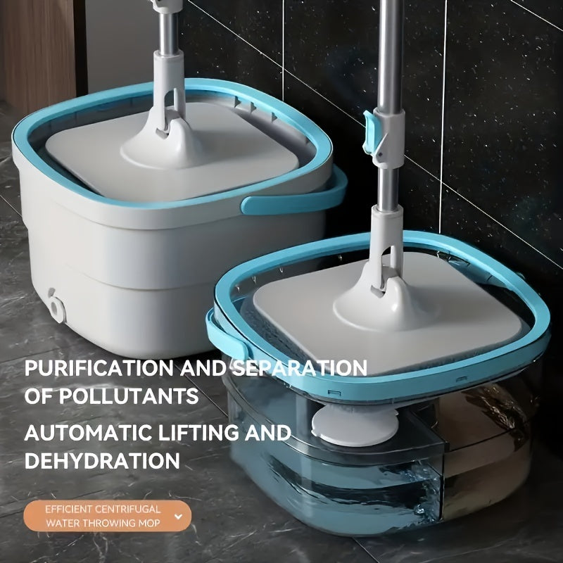 Household Spin Mop and Bucket Set with 4 Mop Cloths - The Ultimate Rotating Floor Mop for Hands-Free Cleaning. Ideal for Home, Kitchen, Bathroom Floors. Can be Used for Dry and Wet Cleaning. Great for Cleaning Supplies and Back to School Needs.