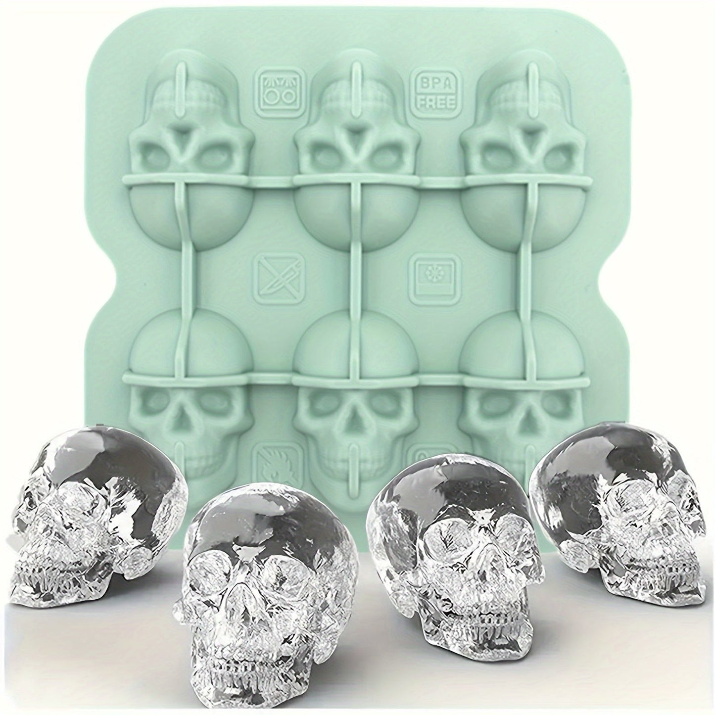 1pc Skull Shaped Silicone Ice Cube Tray - Versatile Mold for Whiskey, Cocktails, Chocolate, and Jello - Easy Release, BPA-Free - Ideal for Holiday Celebrations such as Christmas, Halloween, Easter, and Hanukkah