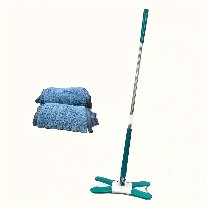 One Butterfly Shaped Mop with 1 Microfiber Pad and 2 Reusable Mop Cloths, 360° Flat Mop for Wet and Dry Cleaning in Hotel/Commercial Settings.