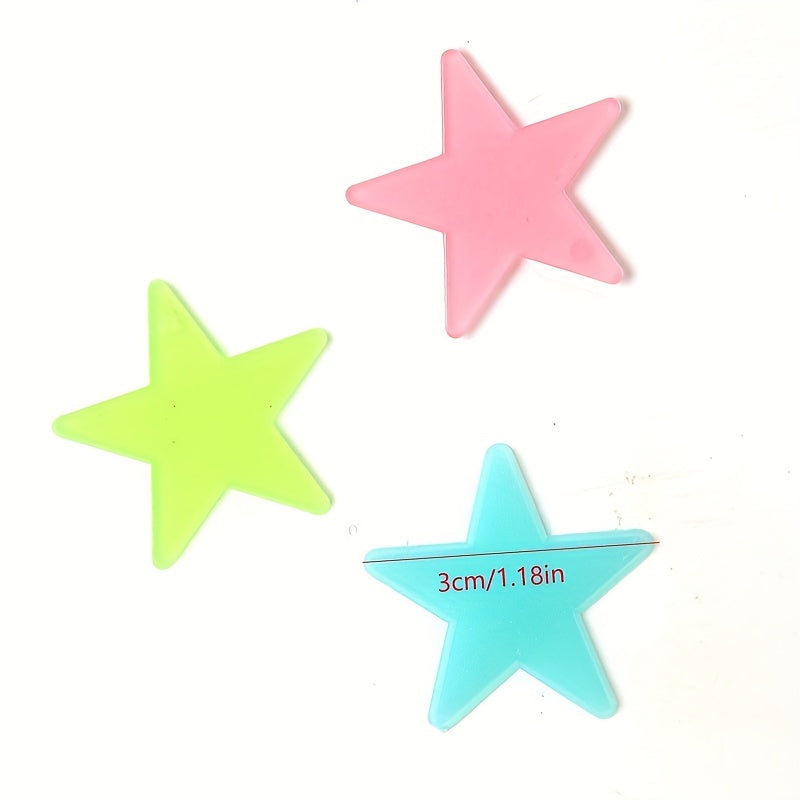 100 glow-in-the-dark star wall stickers with matte finish. Reusable and self-adhesive for fantasy themed rooms. Can be used on multiple surfaces.