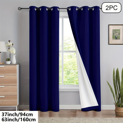 2 blackout curtains for home décor, 100% full blackout with white lining, 54x84 inches, off-white.