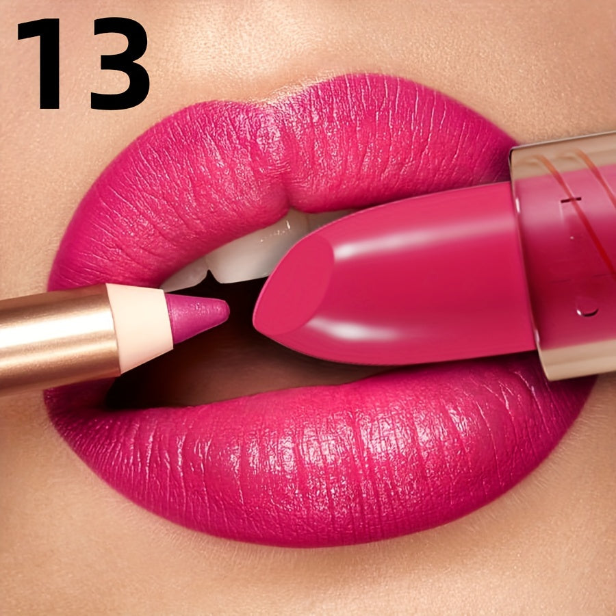 Long-lasting waterproof non-stick lipstick with high color lip gloss formula.