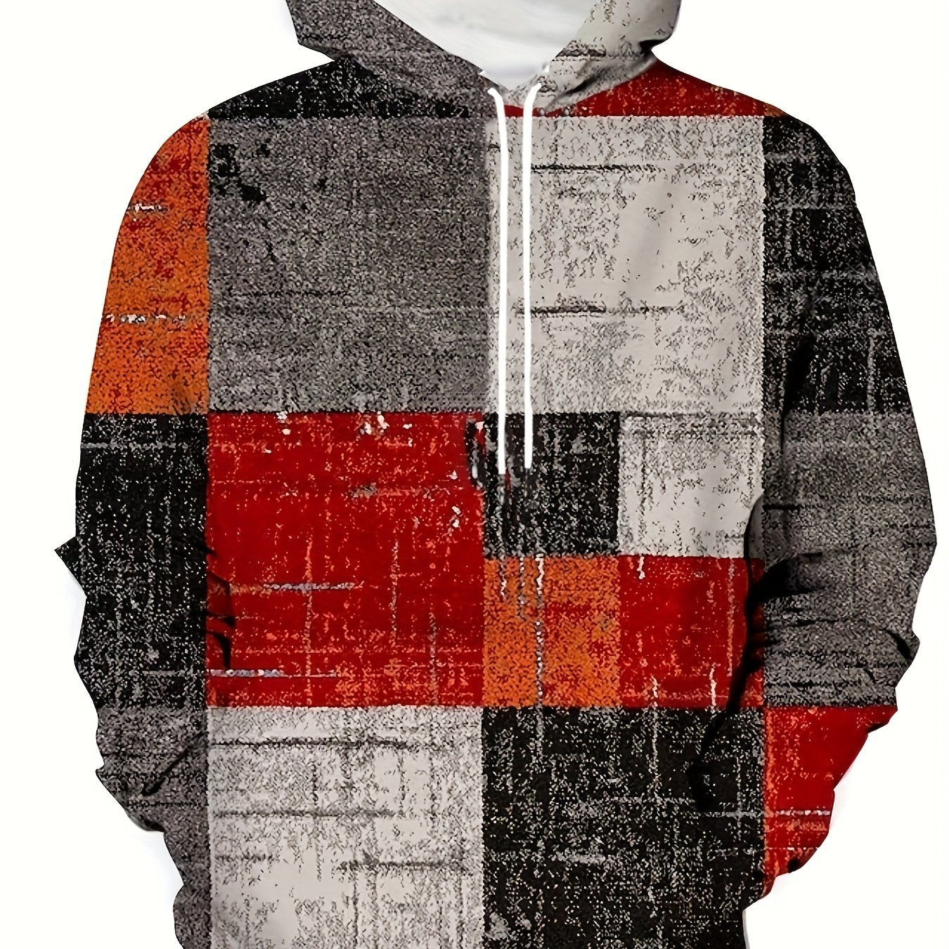 Men's patchwork sweatshirt hoodies for sports/outdoor in spring and autumn, available in plus sizes.