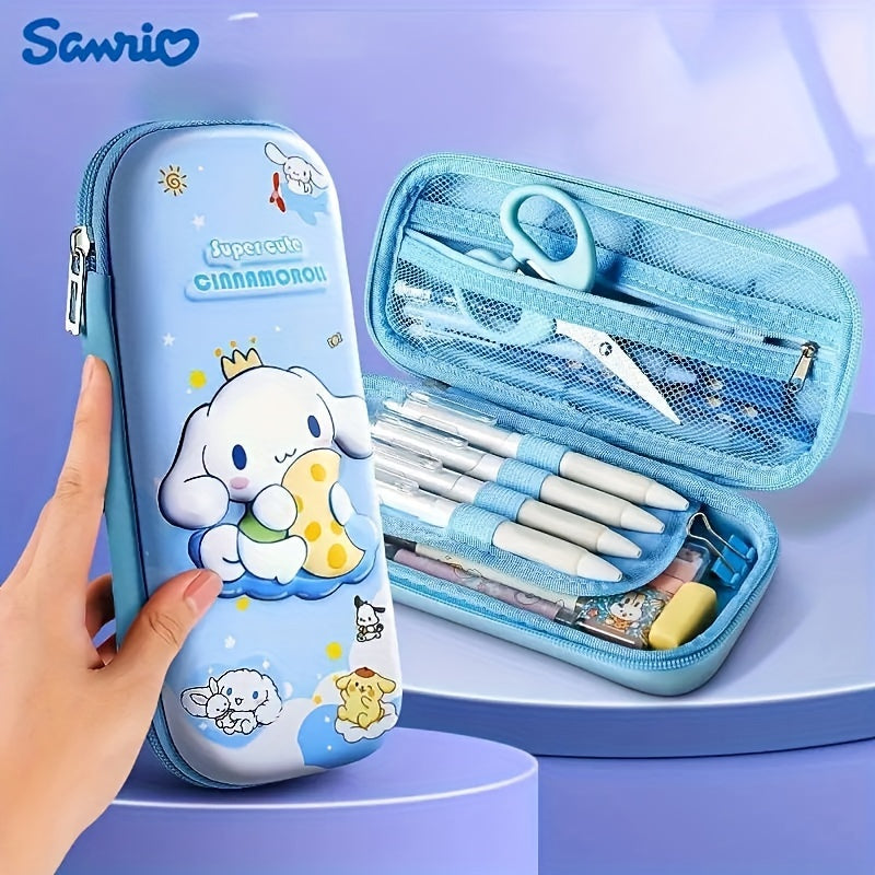 One Sanrio large capacity pencil case with cute cartoon pattern, suitable for organizing school and office supplies. Durable and suitable for pencils, markers, and stationery.