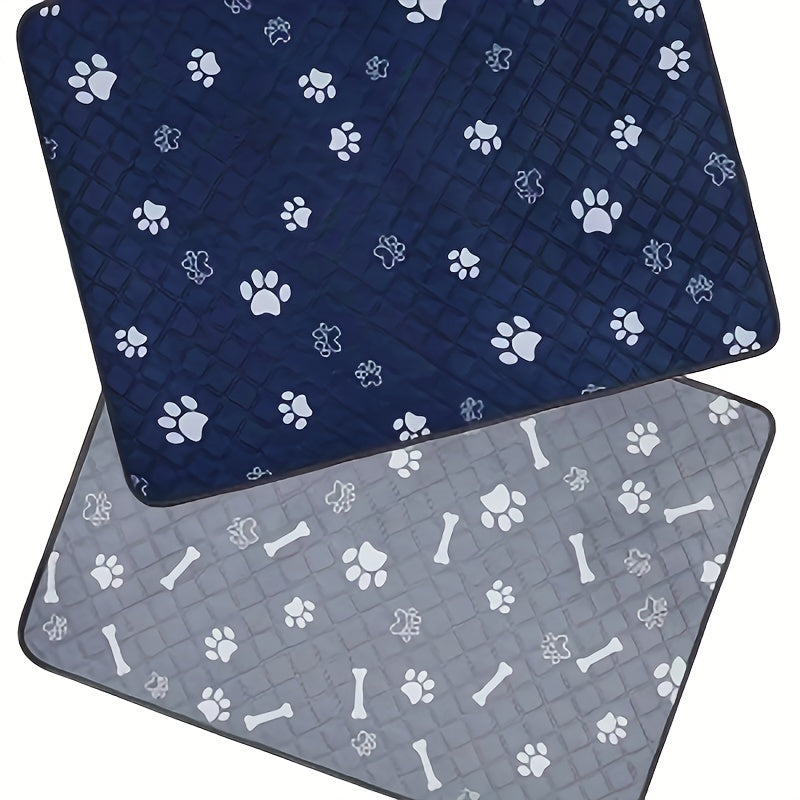 2 navy blue & gray paw washable dog pee pads - reusable, highly absorbent & odor-controlling pet training mats, non-slip for home & travel use. Fits all dog sizes.