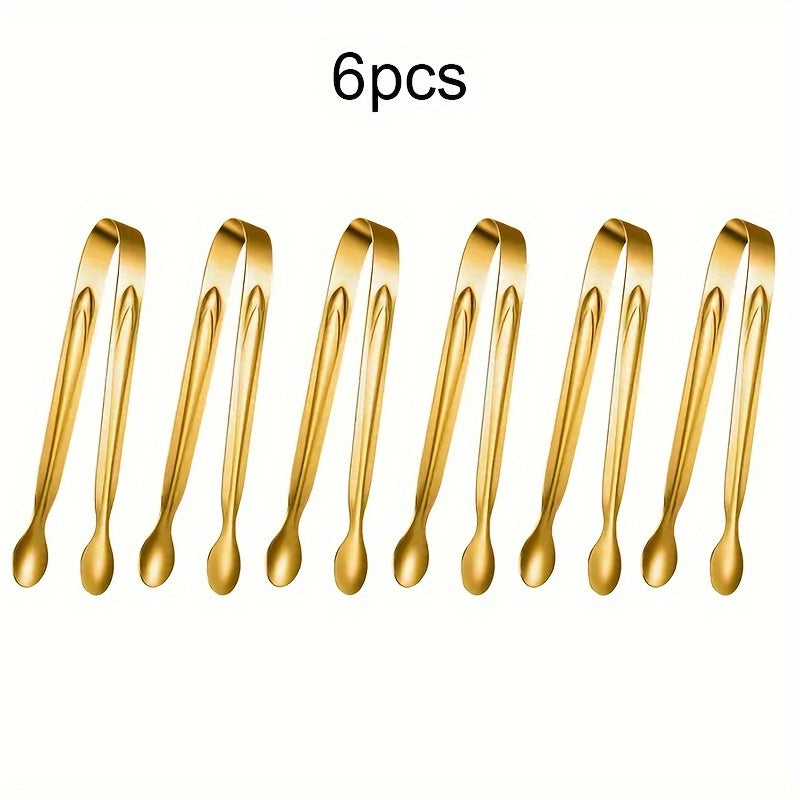 Набор из 6 мини-щипцов из нержавеющей стали для подачи закусок, сахара и льда. Идеально подходит для буфетов, баров, барбекю и кейтеринга.