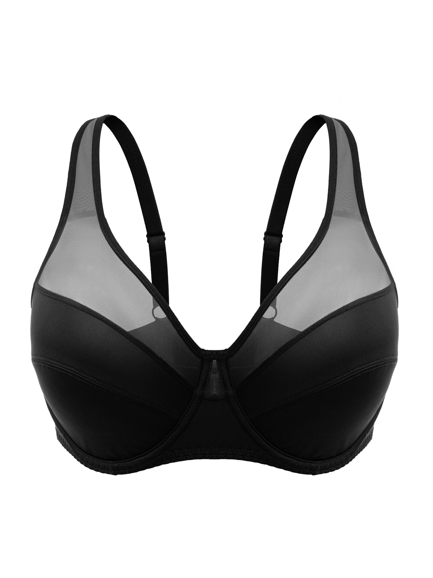 Two Plus Size Elegant Bras for Women, Contrast Mesh Full Cover with Underwire, Non Padded.